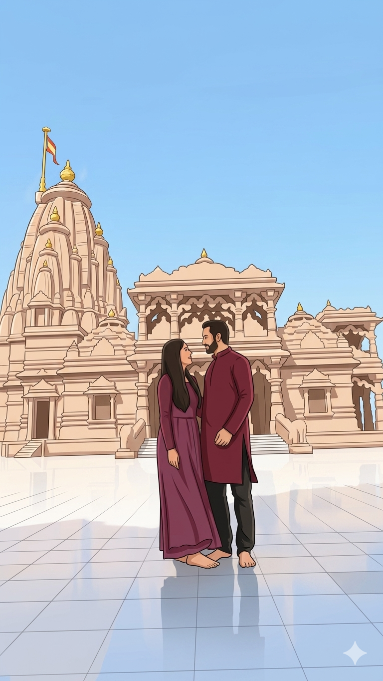 Alok and Shephali at the temple